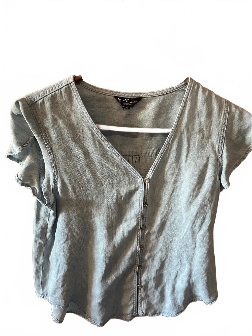 Velvet Heart Los Angeles Women's Button Front Short Sleeve Blouse Medium